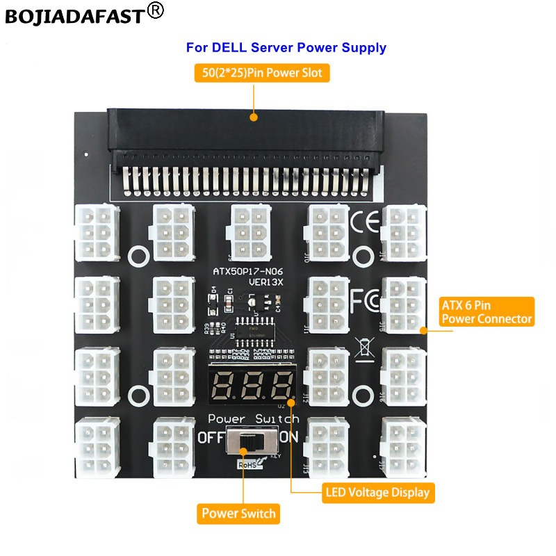 17 * PCI-E 6Pin Connector Brea - 2400W Server Psu Breakout Board ulasan dan harga